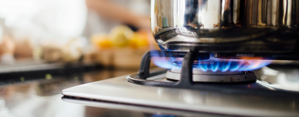 Saucepan on gas cooker